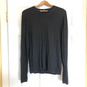 Alfani Cotton V-Neck Sweater Charcoal Heather Gray Men’s Medium